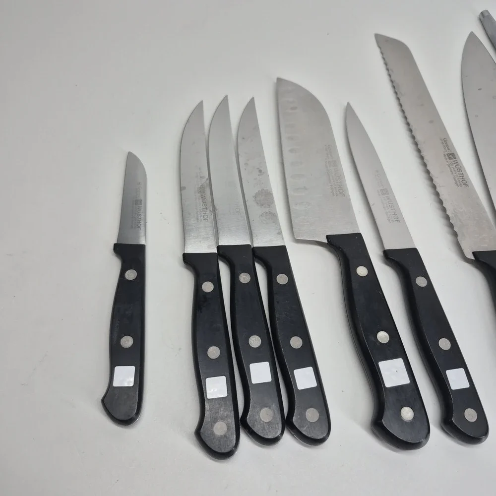 9 Wusthof Gourmet Knife Lot With Sharpener 8 Knives